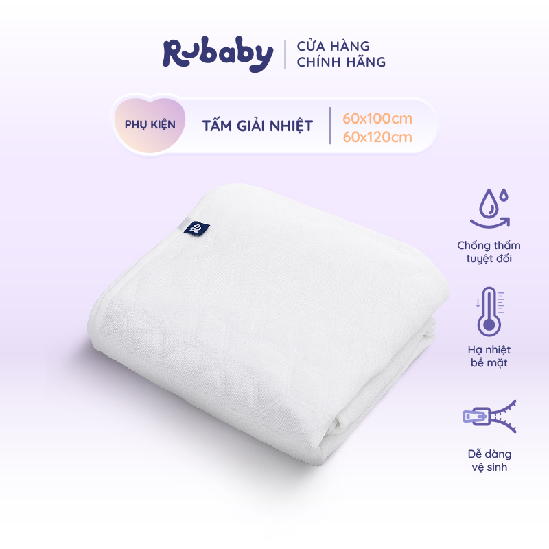 Tấm Giải Nhiệt Rubaby, Chất Liệu Sợi Lạnh IceFiber Làm Mát Nhanh Chóng, Giúp Bé Ngủ Êm &amp; Thoáng Mát