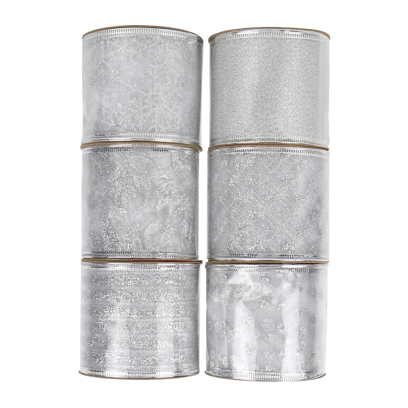 6Pcs Glitter Ribbons Wired Edge DIY Craft Gifts Wrapping Trim