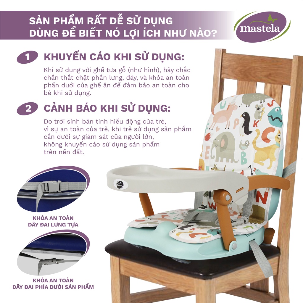 Ghế Ăn Dặm Du Lịch Điều Chỉnh Độ Cao Có Nệm Mastela 1013