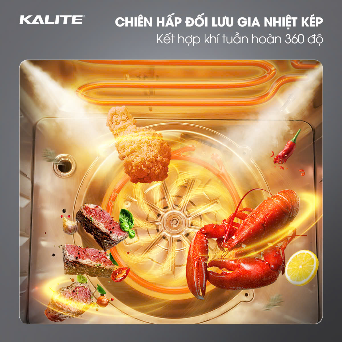 Nồi Chiên Hơi Nước Kalite Fusion Pro Thông Minh 20L - Nồi Chiên Hấp 128 Món Ăn Có Sẵn Công Thức