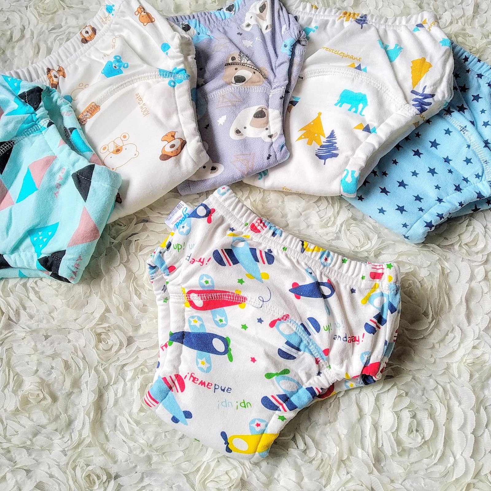 Combo 6 Quần bỏ bỉm cao cấp vải cotton 6 lớp siêu thấm, thoáng mát hiệu goodmama cho Bé trai từ 5-17 kg.