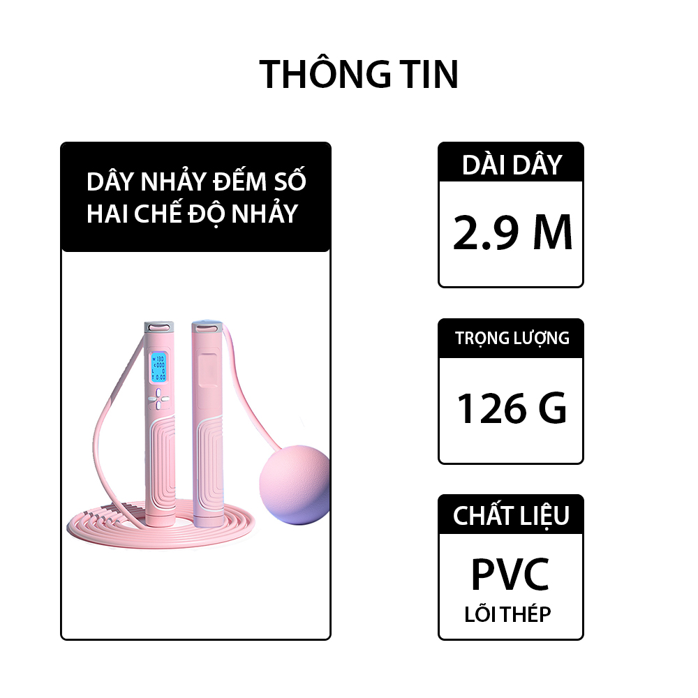 Dây  nhảy thể dục điện tử  đếm số vòng , calo , đếm ngược đồng hồ led hiển thị chính xác , dây PVC lõi thép Cleacco  AT0117   - Hàng chính hãng BORO SPORT