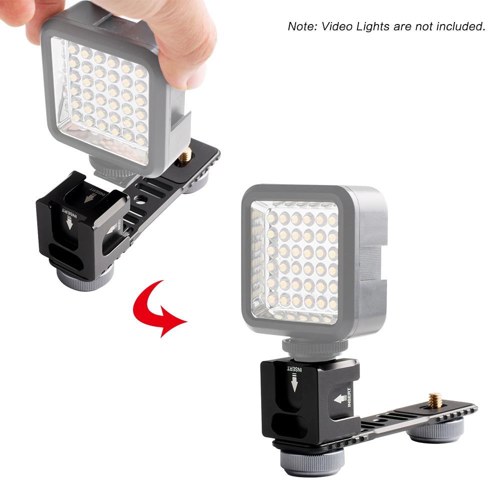 Bộ chuyển đổi giá đỡ thanh gimbal bằng hợp kim nhôm đa năng với 4 giá đỡ giày lạnh vít 1/4 inch cho đèn LED
