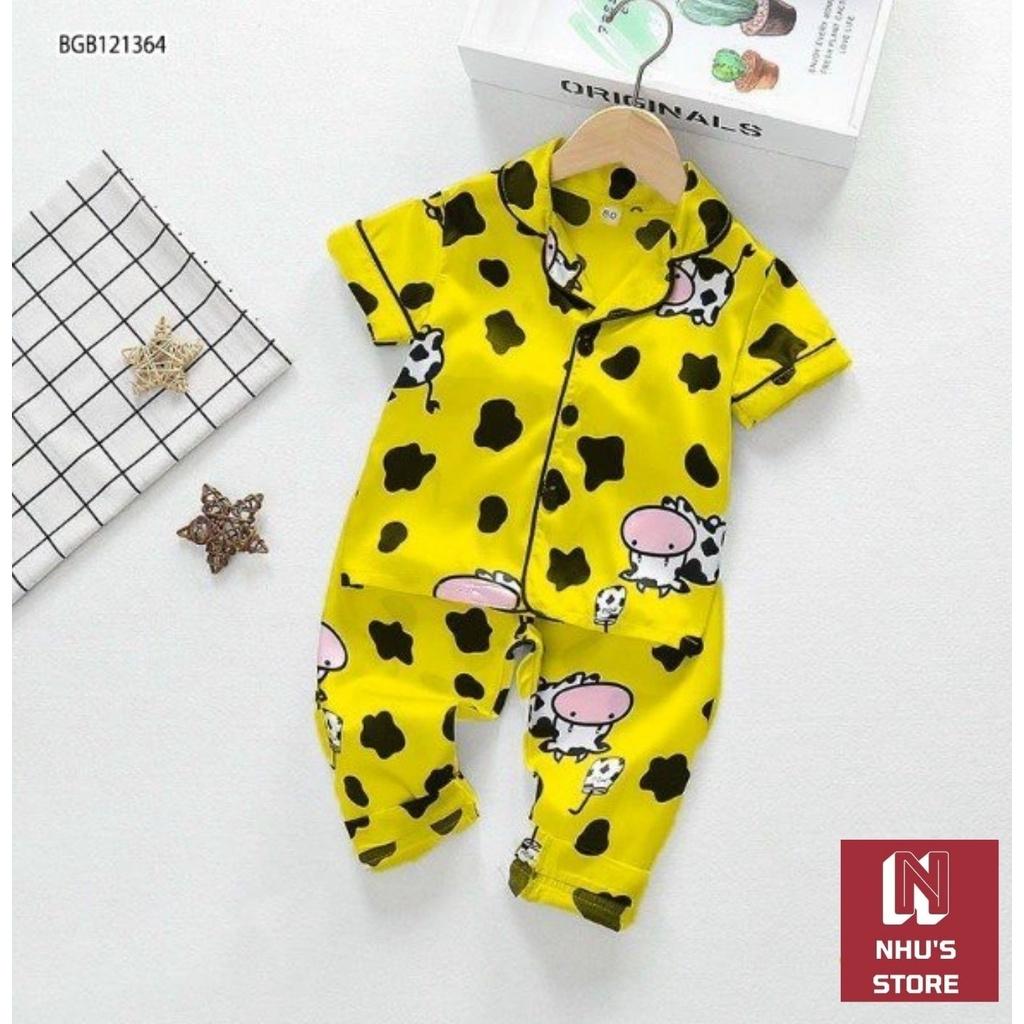 SET BỘ ĐỒ PIJAMA VẢI LỤA HÌNH BÒ SỮA DỄ THƯƠNG