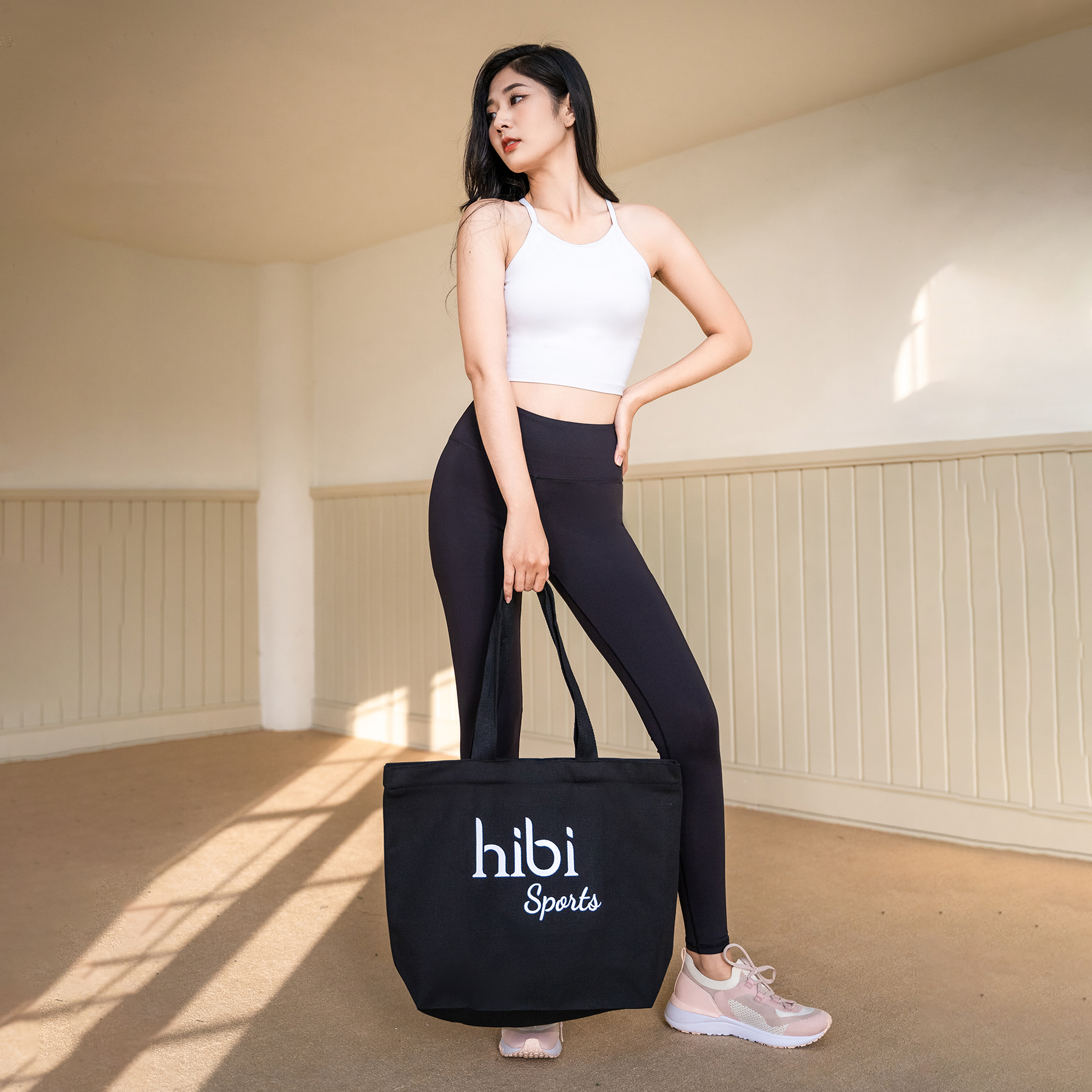 Túi tote đựng đồ tập thời trang nam nữ Hibi Sports A004, chất liệu Canvas cao cấp, có khóa kéo và túi trong