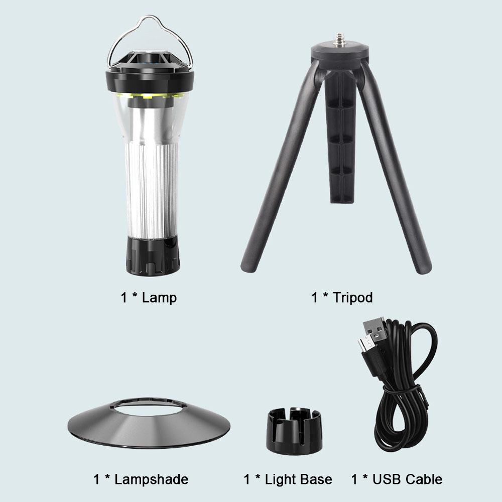 Outdoor Camping Light with Magnetic Base Portable High Brightness Tent Lantern USB Rechargeable LED Emergency Light Cycling Lamp