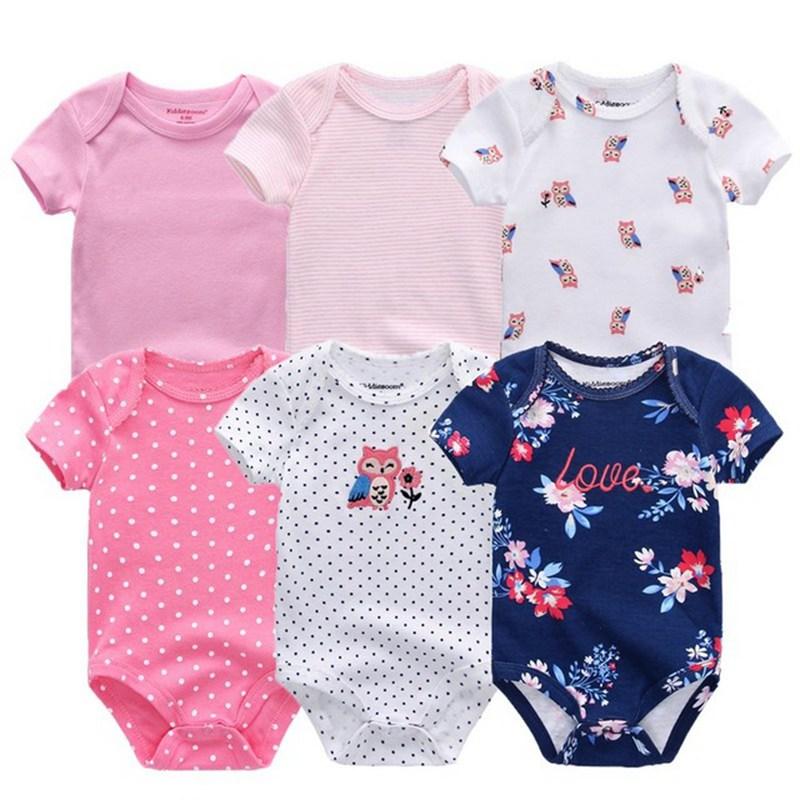6 Cái/lốc Bodysuit Cho Bé Gái Thời Trang Cơ Thể Phù Hợp Với Nữ Tay Ngắn Sơ Sinh Trẻ Sơ Sinh Áo Liền Quần Liền Hình Hoạt Hình Trẻ Em Bé Gái Quần Áo