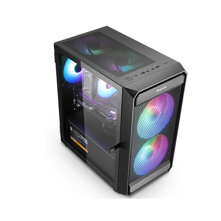 Vỏ máy tính Case Segotep Artist 2F RGB [ĐEN] sẵn 2 Fan LED ARGB Gaming Kính cường lực (M-ATX, ITX) - Hàng chính hãng NetWork Hub phân phối