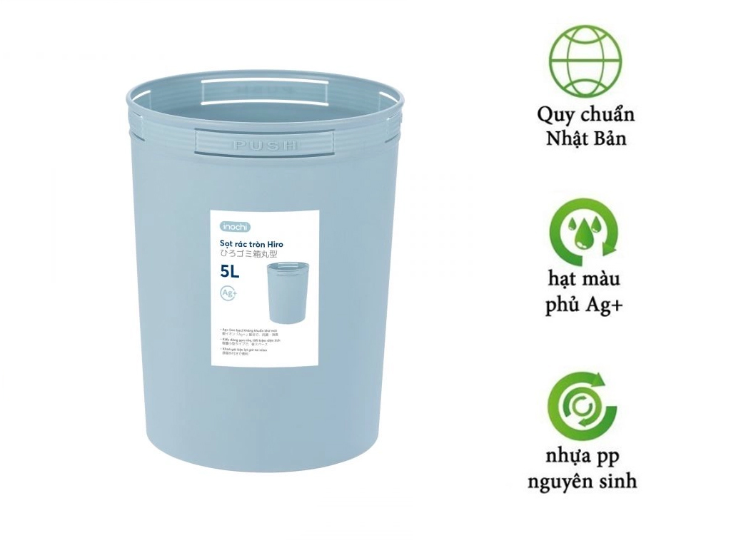 Sọt rác Inochi - Hiro 5L màu Xanh/Ghi/Nâu