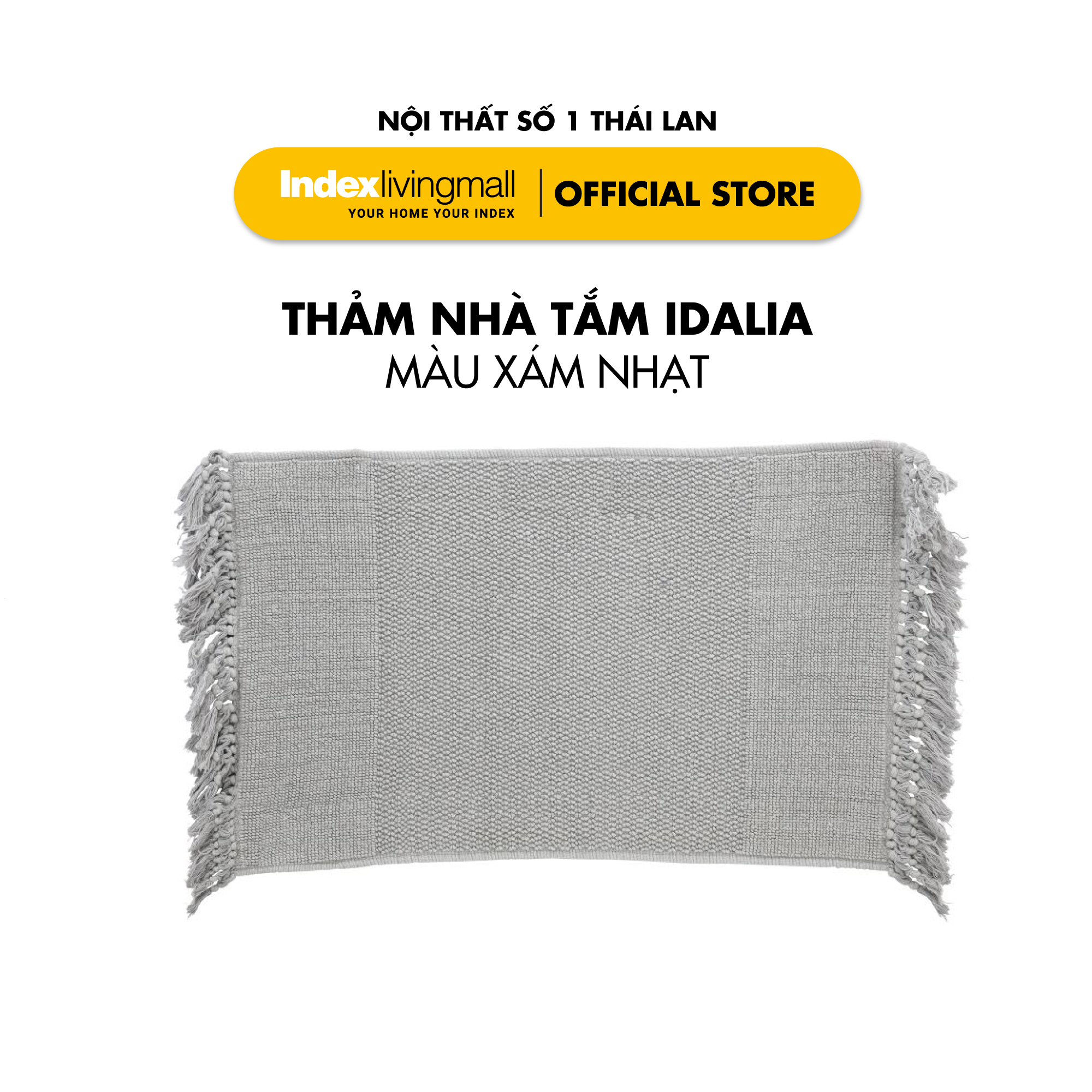 Thảm lau chân ILALIA Màu Xám 50x80 cm 100% cotton | Index Living Mall | Nhập khẩu Thái Lan