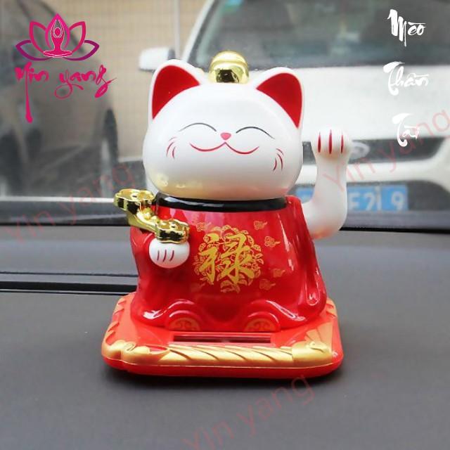 Mèo Thần Tài Vẫy Tay Năng Lượng Mặt Trời Size 10cm