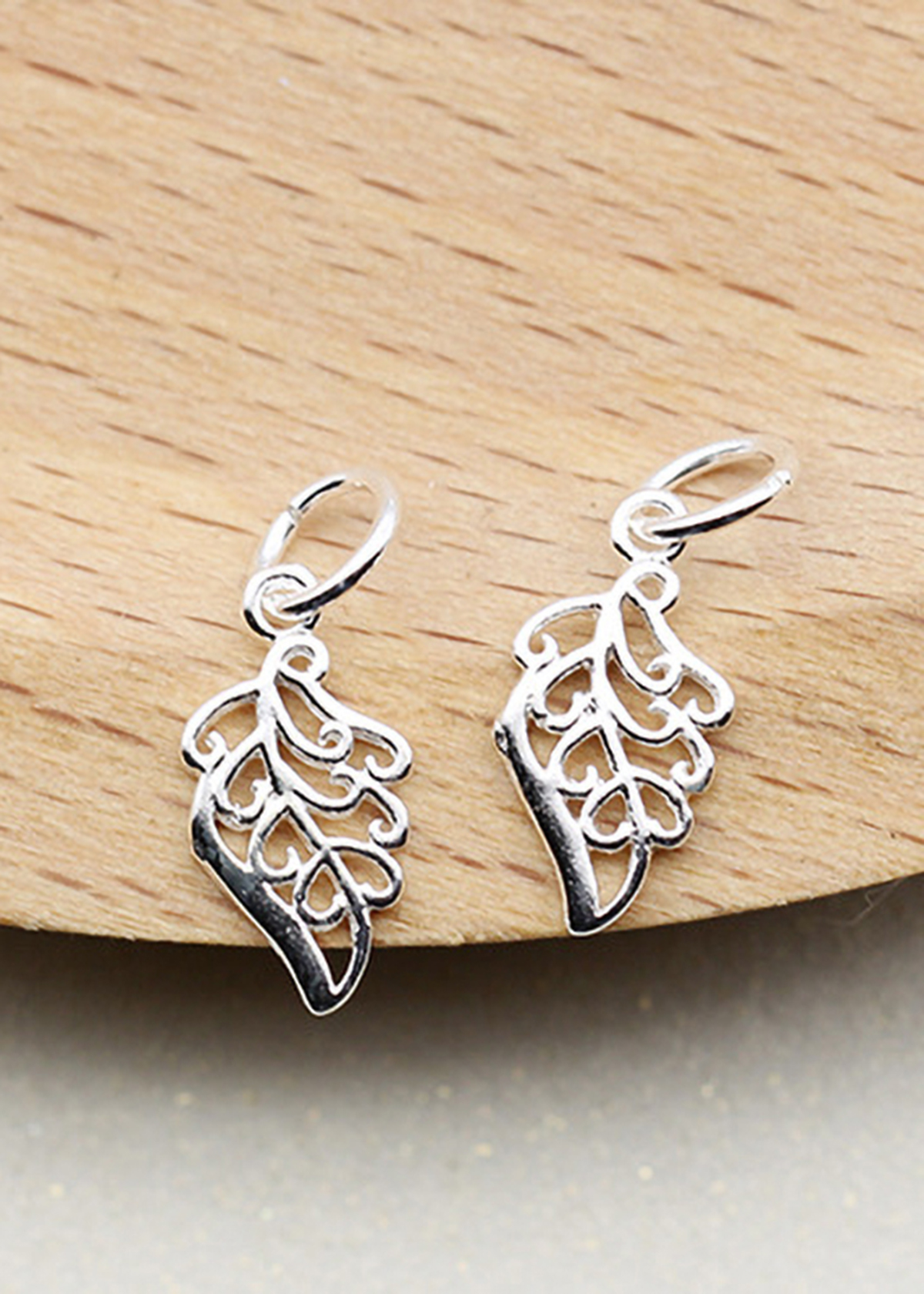 Combo 2 cái charm bạc thái hình chiếc lá treo 2 - Ngọc Quý Gemstones