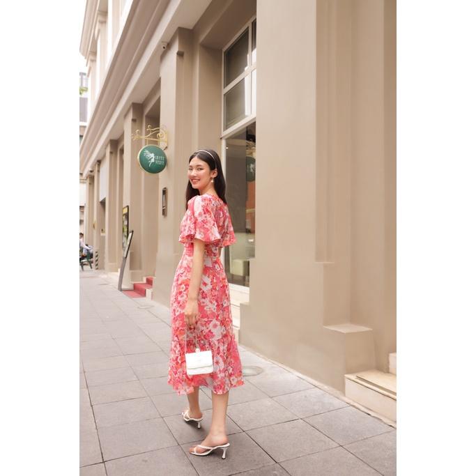 Đầm hoạ tiết hoa, dáng ôm, may hai lớp, chất liệu lụa hoa cao cấp của nhật, mềm mịn, ko nhăn nhàu CLARA MARE DRE4028