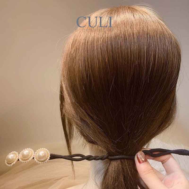 Kẹp búi tóc, kẹp quấn tóc dẻo củ tỏi đa năng, kẹp tóc đính hoa - ngọc hot trend style Hàn Quốc cho nữ - Culi.accessories