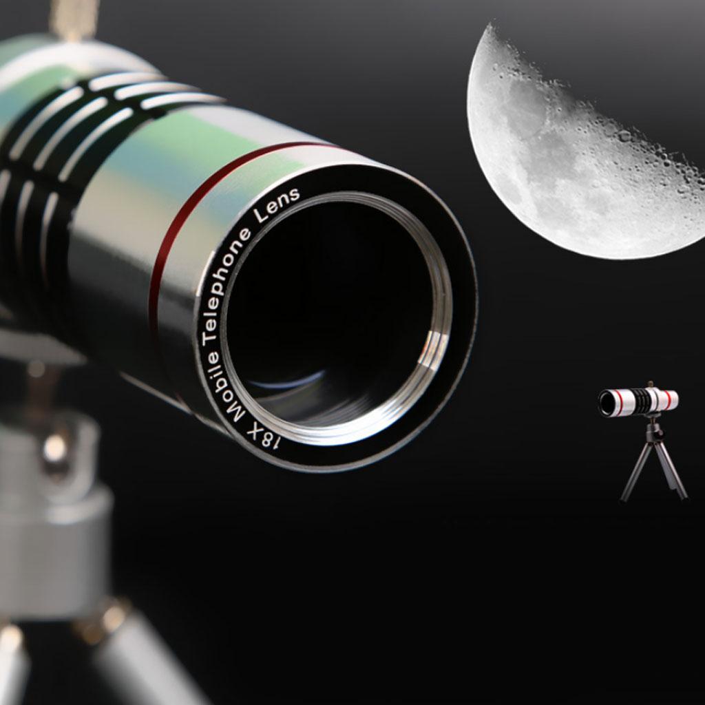 18X Universal Optical Zoom Mobile Phone Telephoto Telescope Lens Silver