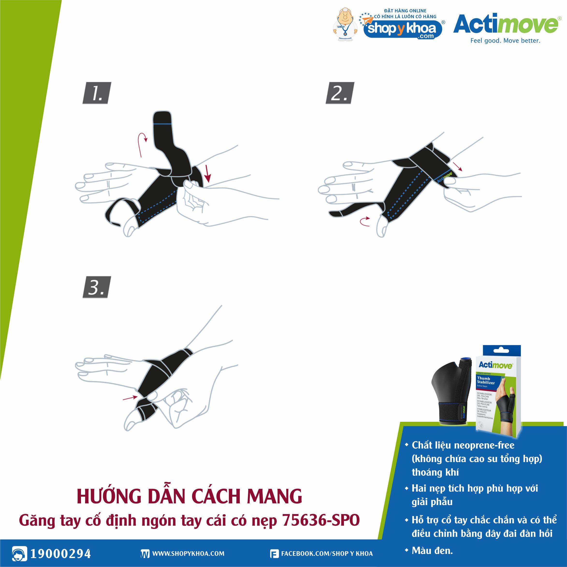 Găng tay cố định ngón tay cái có nẹp 75636-SPO Actimove Thumb Stabilizer