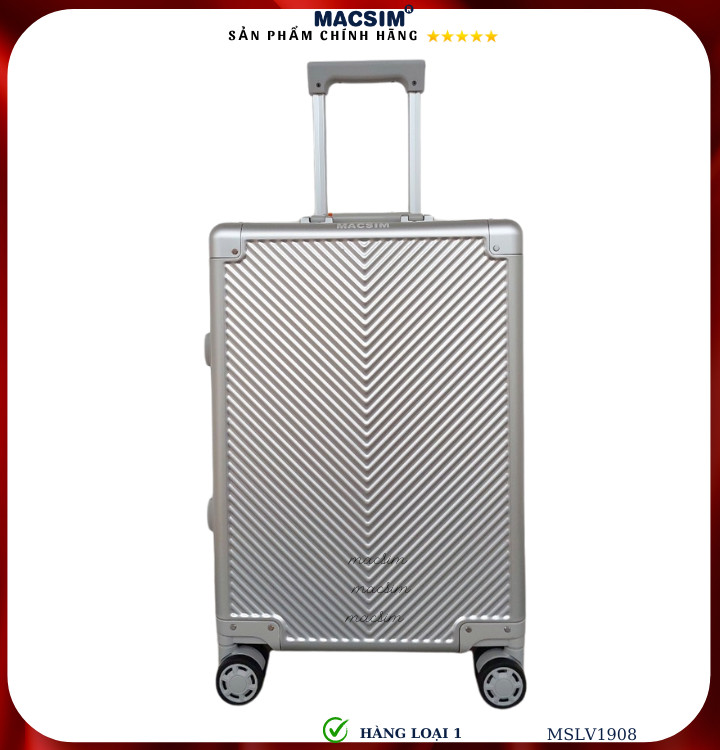Vali hợp kim nhôm cao cấp Macsim MSLV1908 cỡ 20 inches màu đen màu bạc hàng loại 1