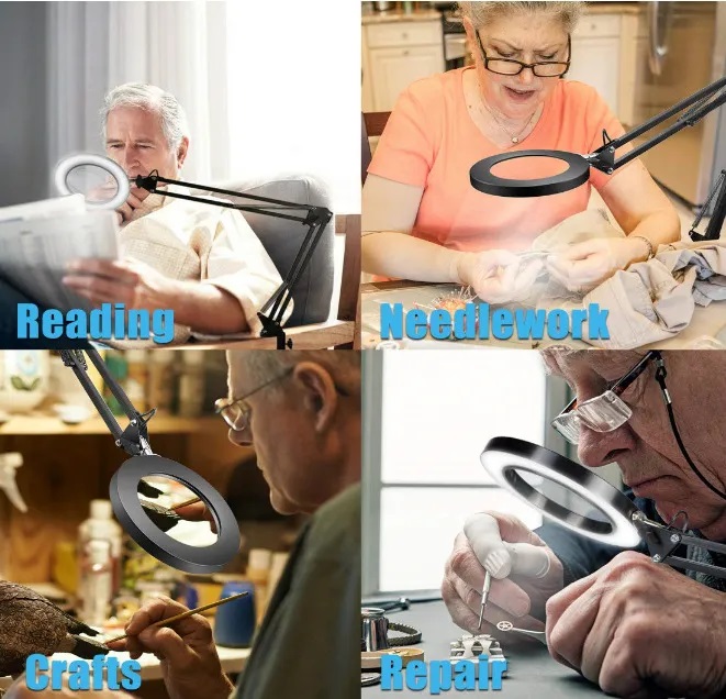 Kính lúp gắn bàn có đèn TERINO DE-5XB - Hàng chính hãng