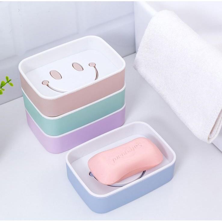 Hộp đựng xà phòng mặt cười 2 lớp giúp bạn có thể sử dụng để xà bông hoặc các vật dụng nhỏ HT632 - Giao Ngẫu Nhiên