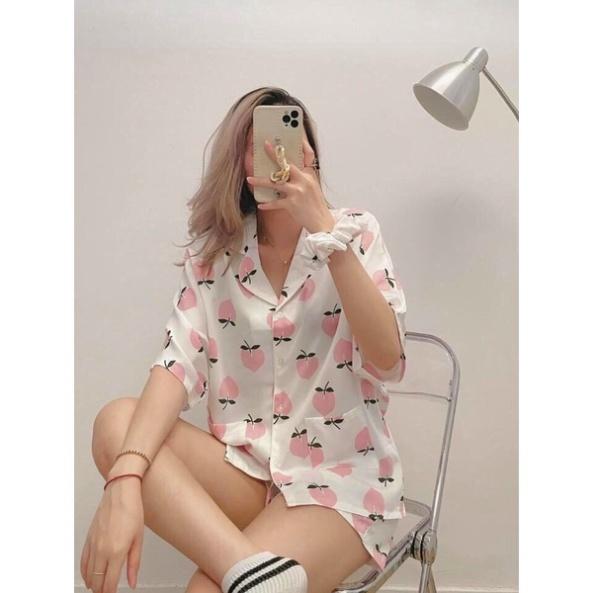 Bộ ngủ nữ cộc hình gấu, bộ pijama quần áo cộc ngắn in hình họa tiết trang trí dễ thương