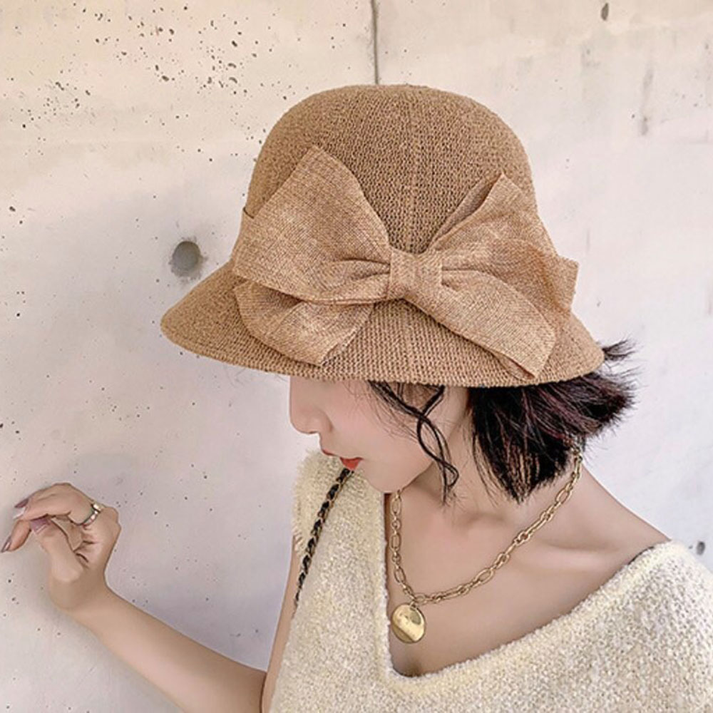Nón nữ vành nhỏ chống nắng đính nơ tiểu thư, mũ nữ thời trang nhiều màu đi biển đi chơi có thể gấp gọn - Smice House