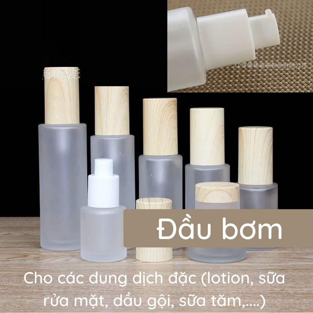 Lọ chiết mỹ phẩm thủy tinh nắp vân gỗ phong cách nhật bản