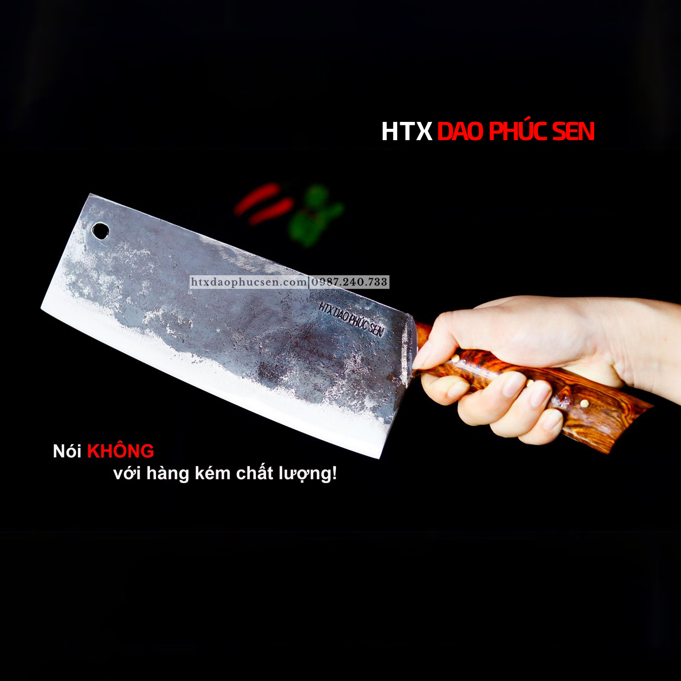 Dao Phúc Sen - Dao chặt gà cán ốp cẩm