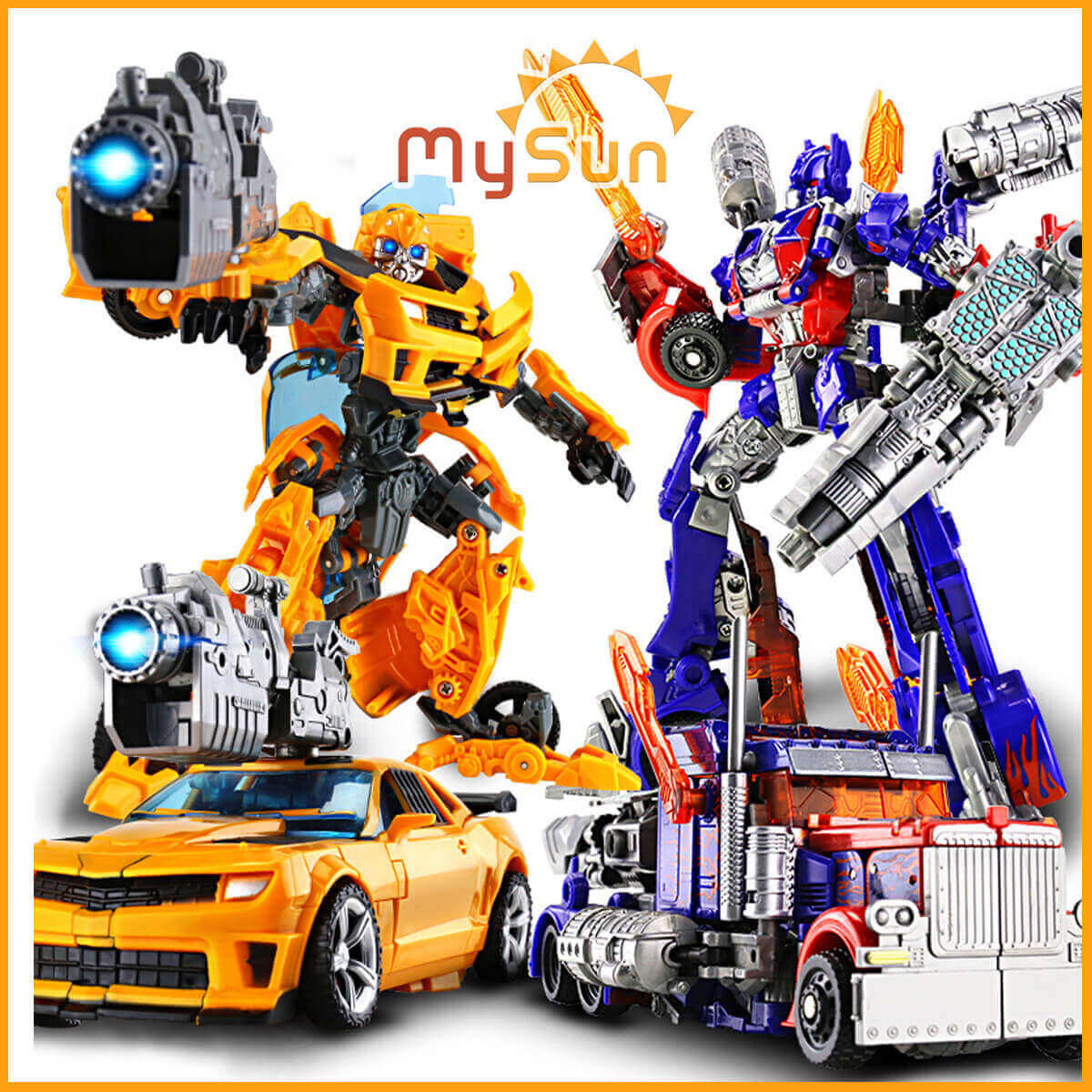 Đồ chơi mô hình xe ô tô biến hình robot người máy Transformer Optimus Prime, Bumblebee MySun