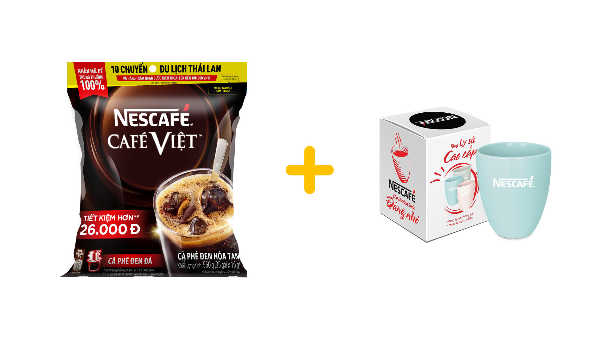 Cà phê hòa tan Nescafé café Việt cà phê đen đá (Túi 35 gói x 16g) [Tặng ly sứ pastel]