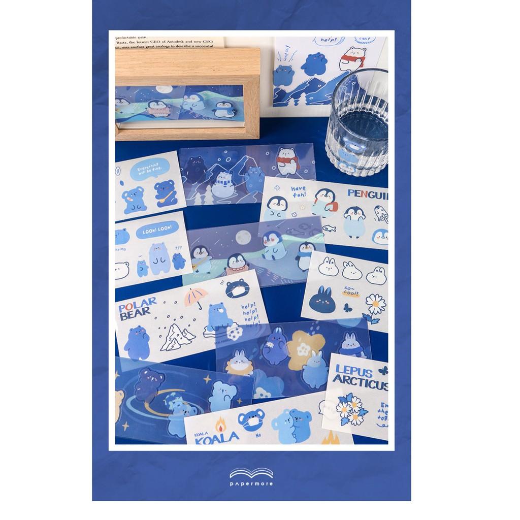 Bộ miếng sticker nhãn dán cánh cụt koala gấu bắc cực trang trí hãng PAPERMORE ST79