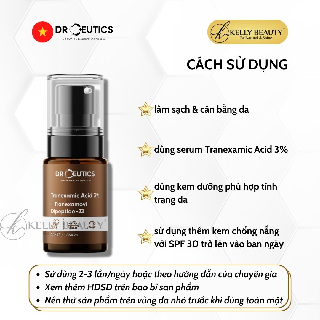 Serum Sáng Da Mờ Sạm Nám DrCeutics Tranexamic Acid 3% + Tranexamoyl Dipeptide-23 | Kelly Beauty