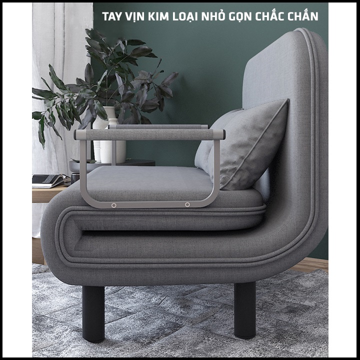 Giường sofa gấp gọn thành ghế sofa phong cách Hàn Quốc, khung sườn thép chịu lực chắc chắn với nhiều chế độ ngả lưng