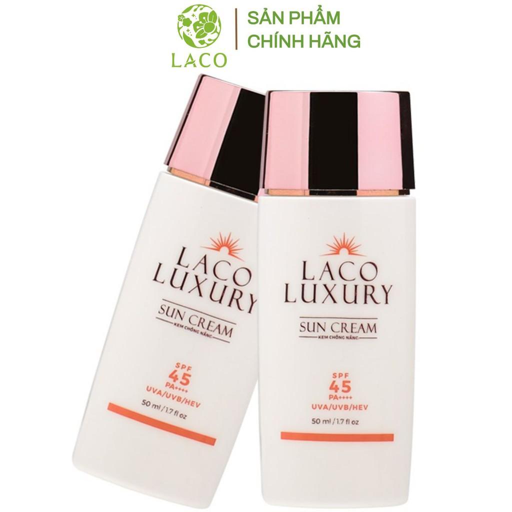 Kem chống nắng vật lý và hoá học Laco Luxury Sun Cream 50ml SPF45 PA++++ Lên Tone, Chống UVA, UVB, Không Nhờn, Kiềm Dầu