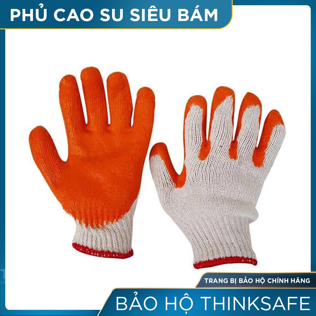 Găng tay bảo hộ lao động phủ cao su Thinksafe, găng cotton chống trơn, nóng, hóa chất, Bao tay phủ cao su hoàn thiện tốt