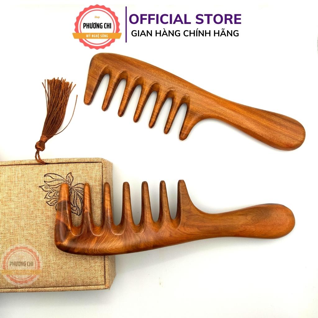 Lược răng thưa bằng gỗ thơm dùng massage đầu ấn huyệt, lược chải tóc gỡ rỗi | Mỹ Nghệ Phương Chi