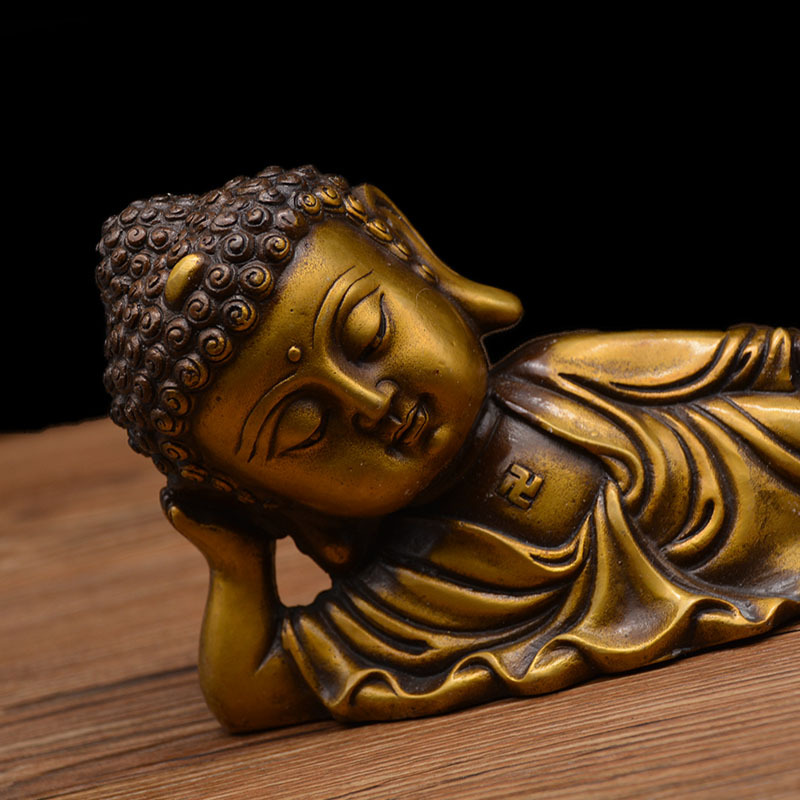 Tượng Phật Thích Ca Nhập Niết Bàn (Tượng Phật Nằm) Bằng Đồng Đúc Nguyên Khối 1200 gram