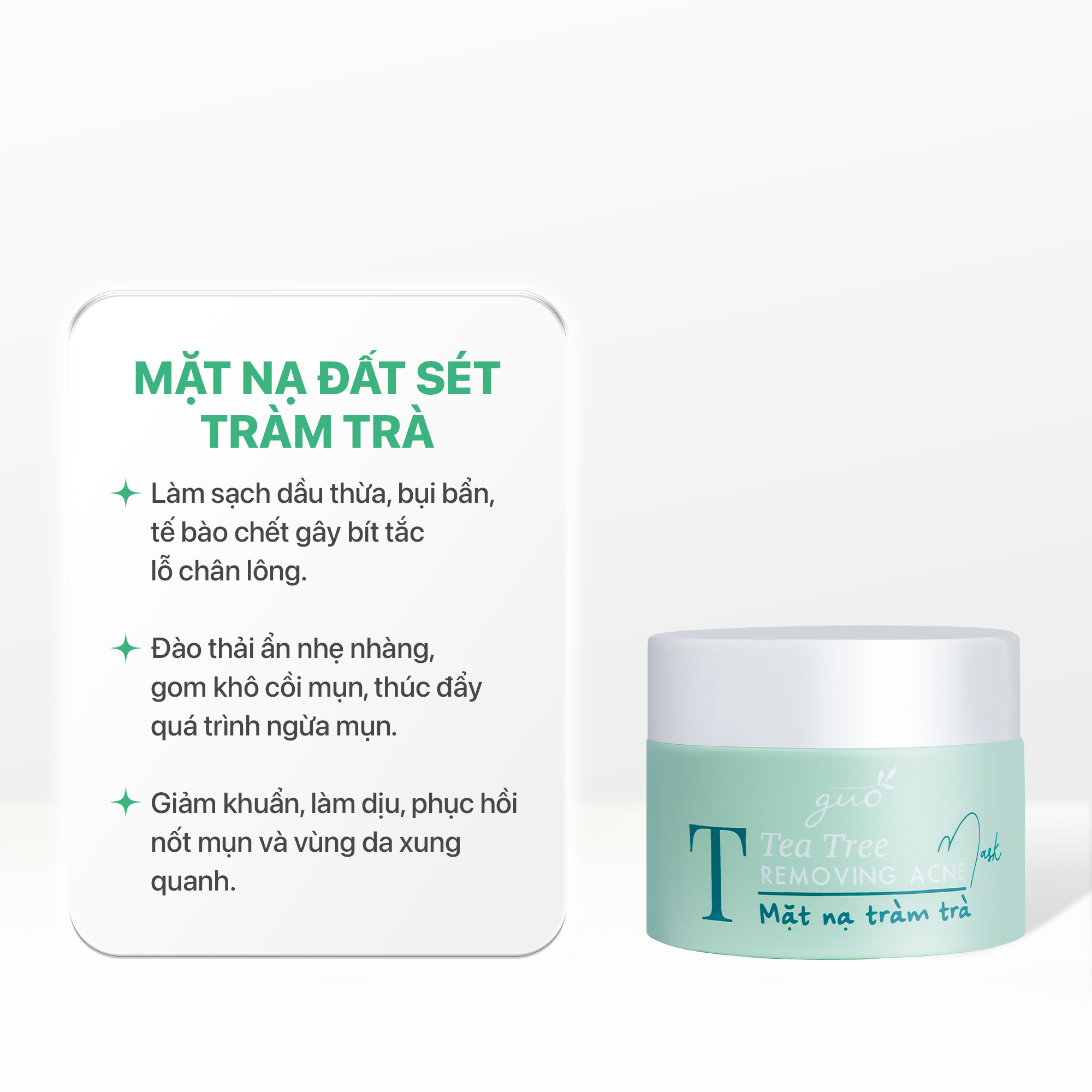 Mặt nạ đất sét tràm trà cải thiện mụn, sạch sâu, se khít lỗ chân lông - GUO Tea Tree Mask 50g