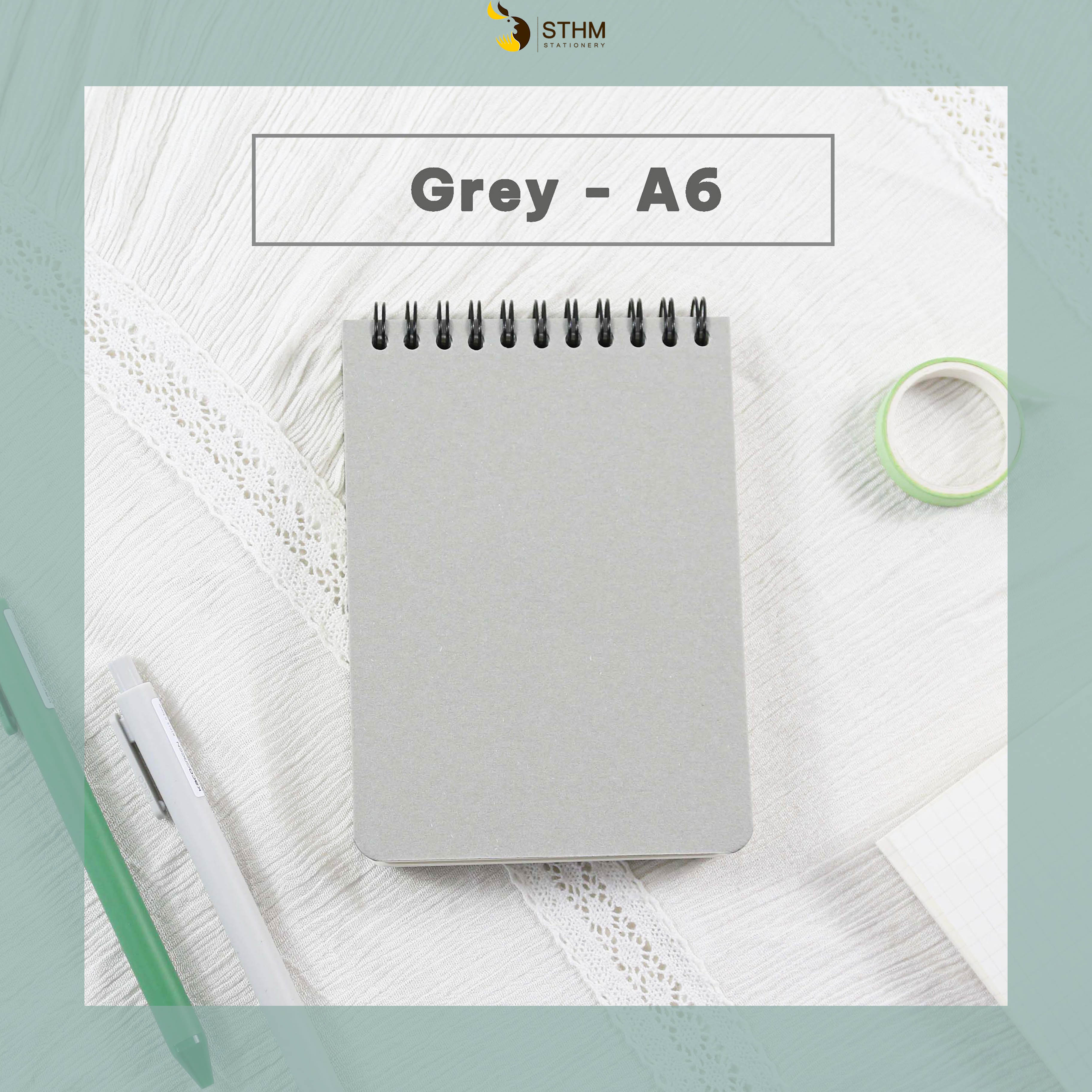 [STHM stationery] - Sổ bìa trơn A6 bìa dày 1mm - Ruột kem 100gsm - Gáy phía trên