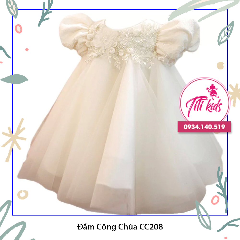 Đầm Váy Công Chúa Cho Bé Trắng Cao Cấp CC208