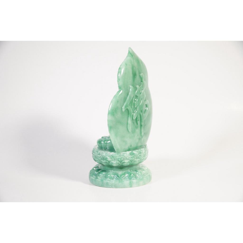 Tượng Phật A Di Đà đá xanh rêu lá bồ đề hào quang để xe ô tô, bàn thờ - Cao 19cm ngồi