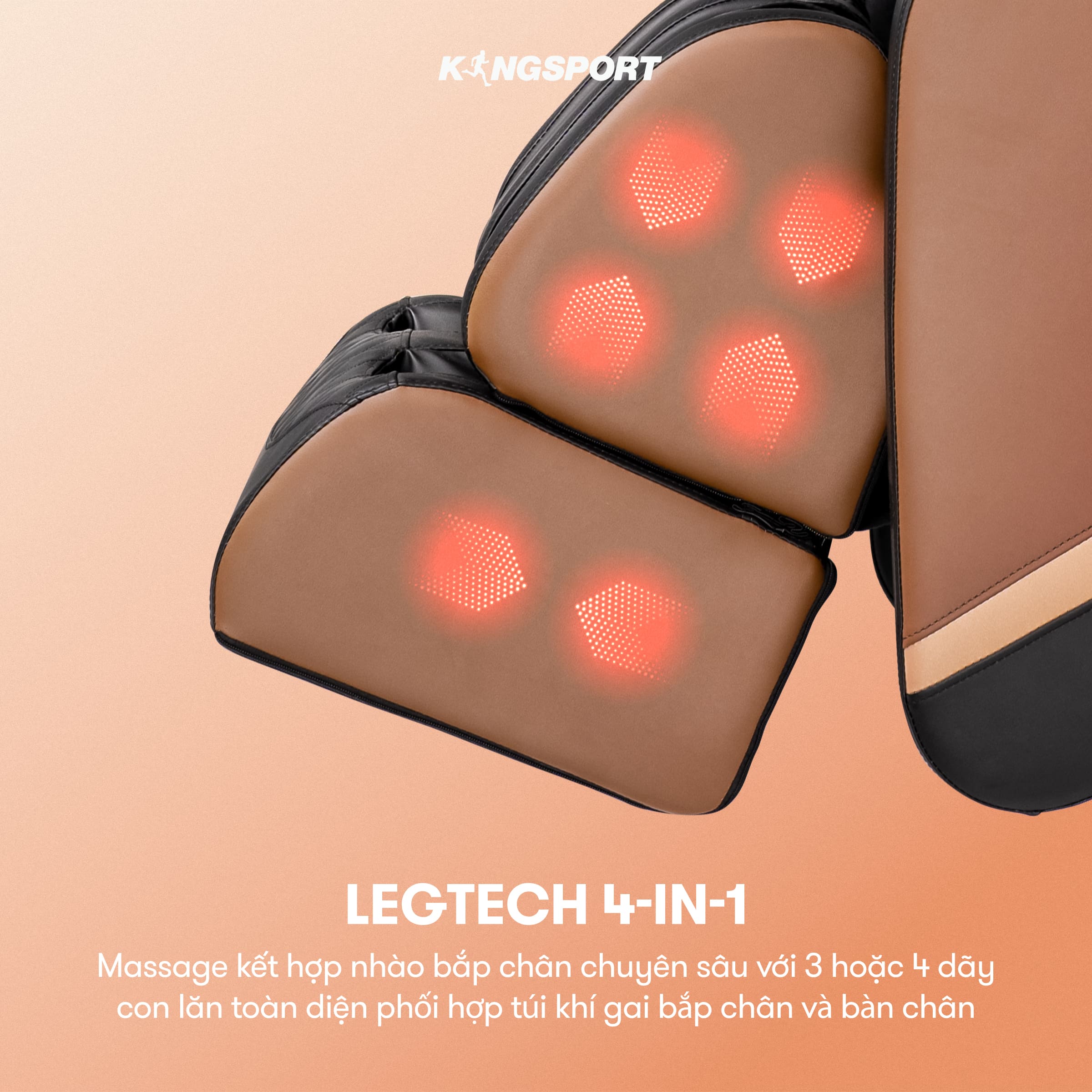 Ghế massage KINGSPORT G88 cao cấp con lăn 3D, hệ thống nhào ở bắp chân và con lăn bàn chân hiện đại