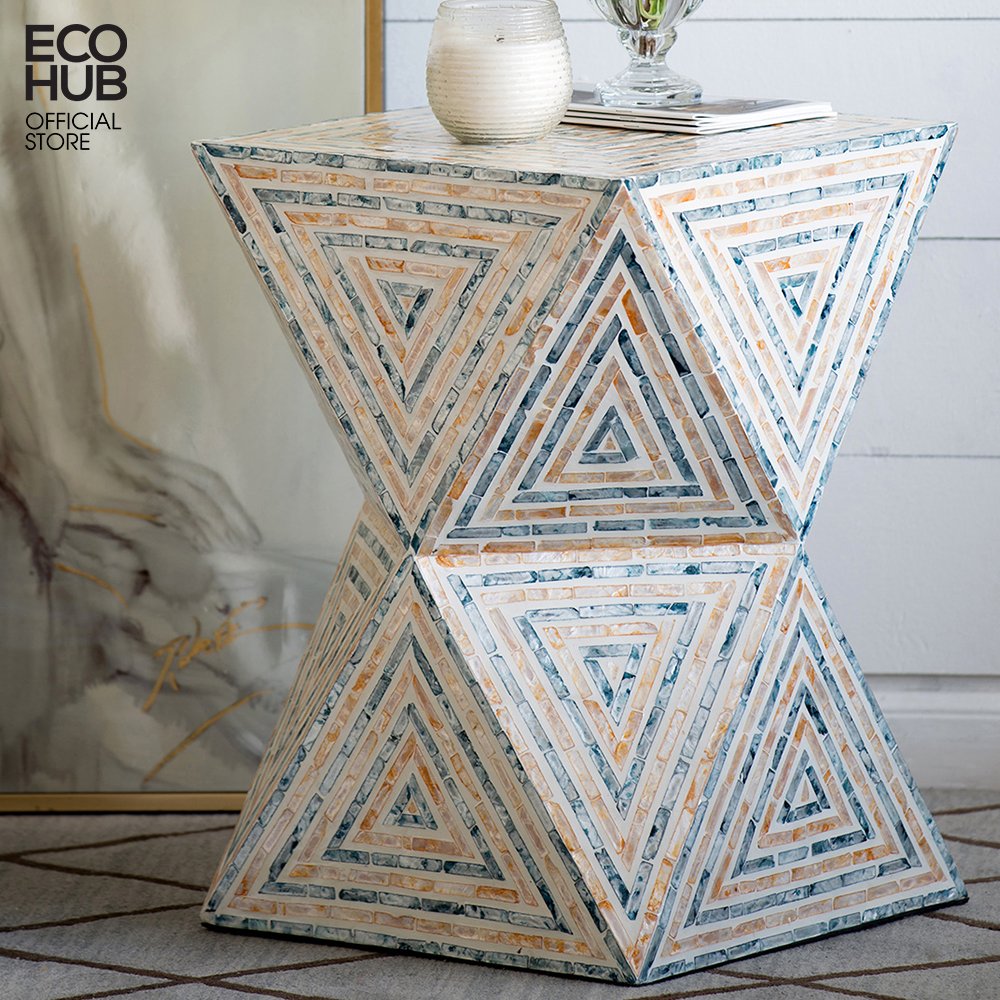 Bàn cà phê ECOHUB dạng nhỏ chất liệu khảm trai, thích hợp trang trí, làm việc | (Coffee Table) E00397