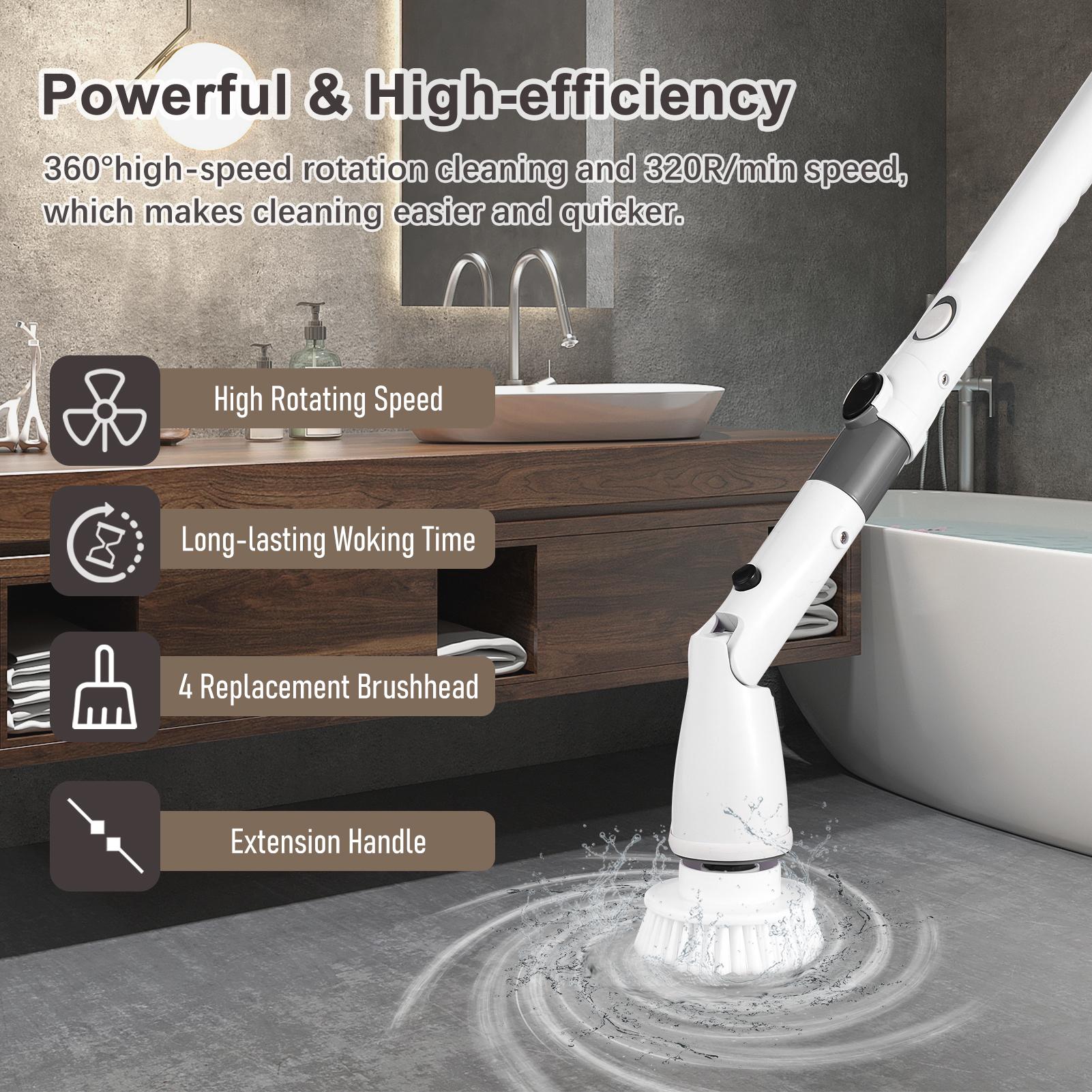7 IN 1 Electric Spin Scrubber Cordless Handheld Cleaning Brush with Adjustable Extension Handle 6 Brush Heads