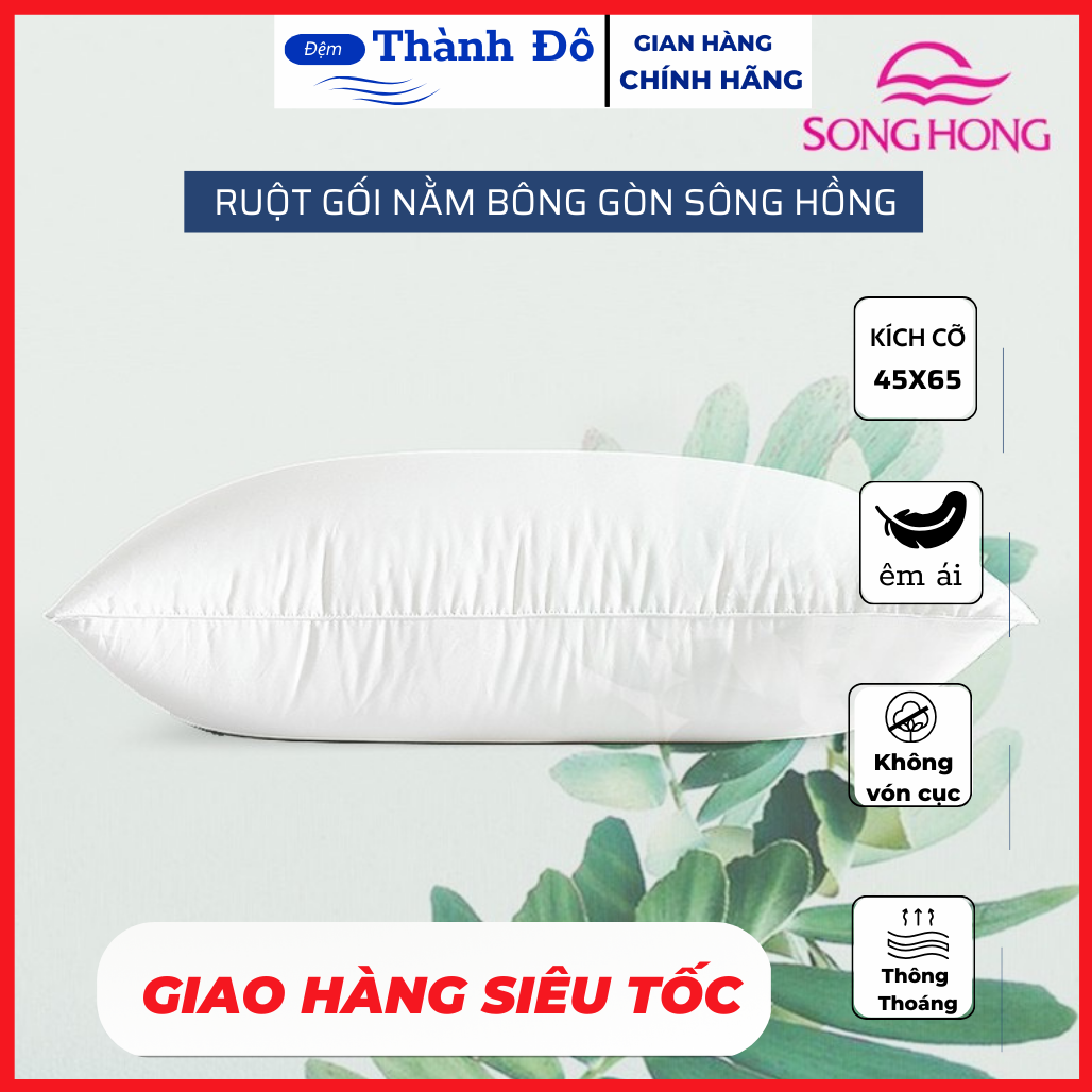 Ruột gối bông tinh khiết sông hồng 45x65
