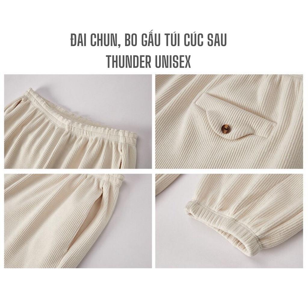 Quần Jogger Nam Nữ Form Ống Rộng Bo Gấu Vải Nỉ Thun Gân Mịn Mềm Mát Quần Thể Thao THUNDER UNISEX