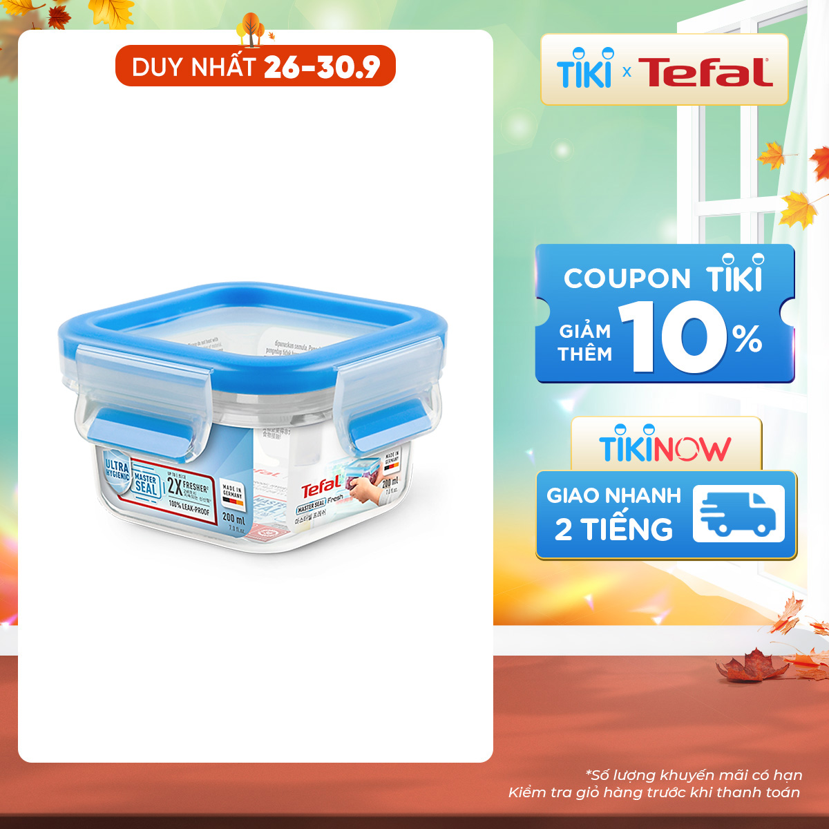 Hộp bảo quản thực phẩm nhựa Tefal Masterseal Fresh 200ml- Hàng chính hãng