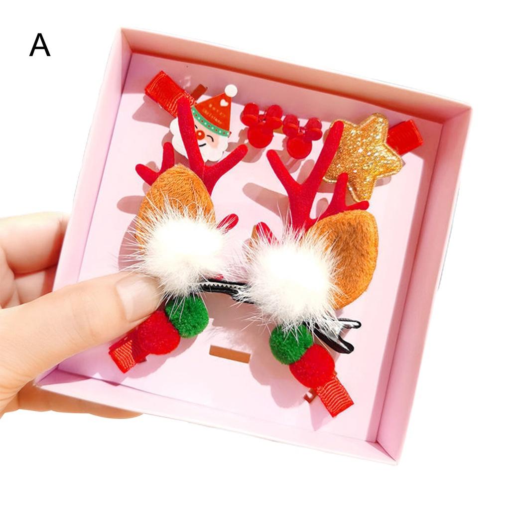 SET 7 Kẹp Tóc Hình Sừng Tuần Lộc 8 Kiểu Dễ Thương Cho Bé Dịp Noel Mùa Giáng Sinh