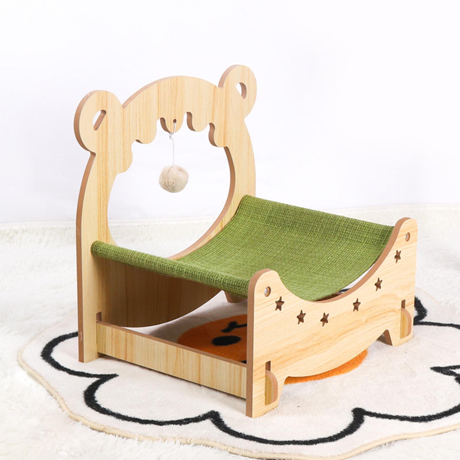 Wooden Cat Bed Hammock Elevated Cat House Sleeping Nest for Cat Rabbit Puppy