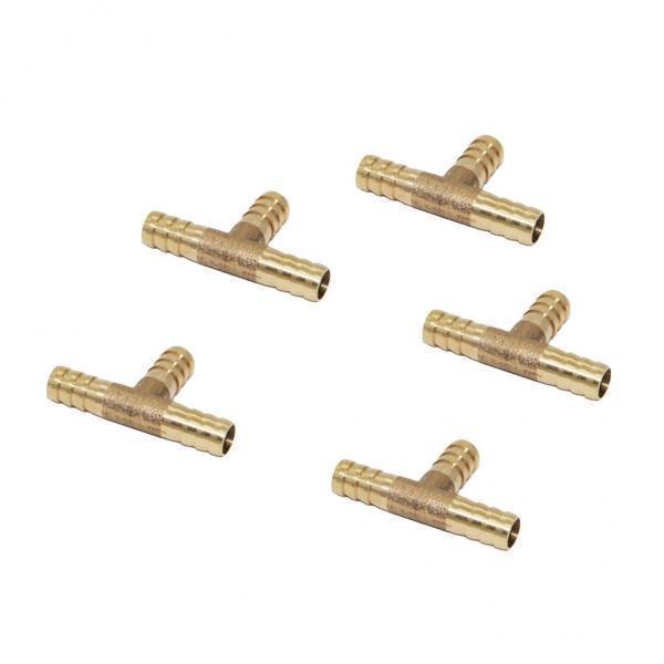 3-5pack 5pcs Brass T Type Joiner Fuel Hose Joiner Tee Connector Air Water Gas