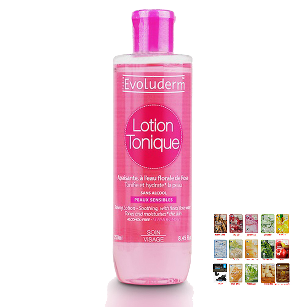 Nước Hoa Hồng EVOLUDERM LOTION TONIQUE Giữ Ẩm 250ml  + Tặng kèm Mask 3W Bất Kì